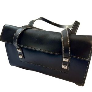 Emilie M Faux Leather Small Black Shoulder Bag Detachable Coin Change Purse